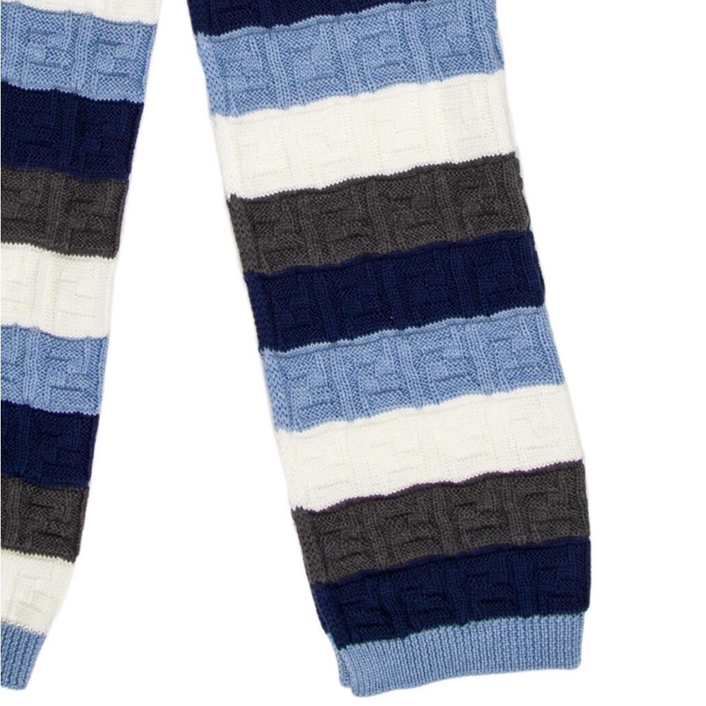 Fendi unisex FF Zucca logo monogram Striped Knit wool Scarf NEW - Picture 2 of 8